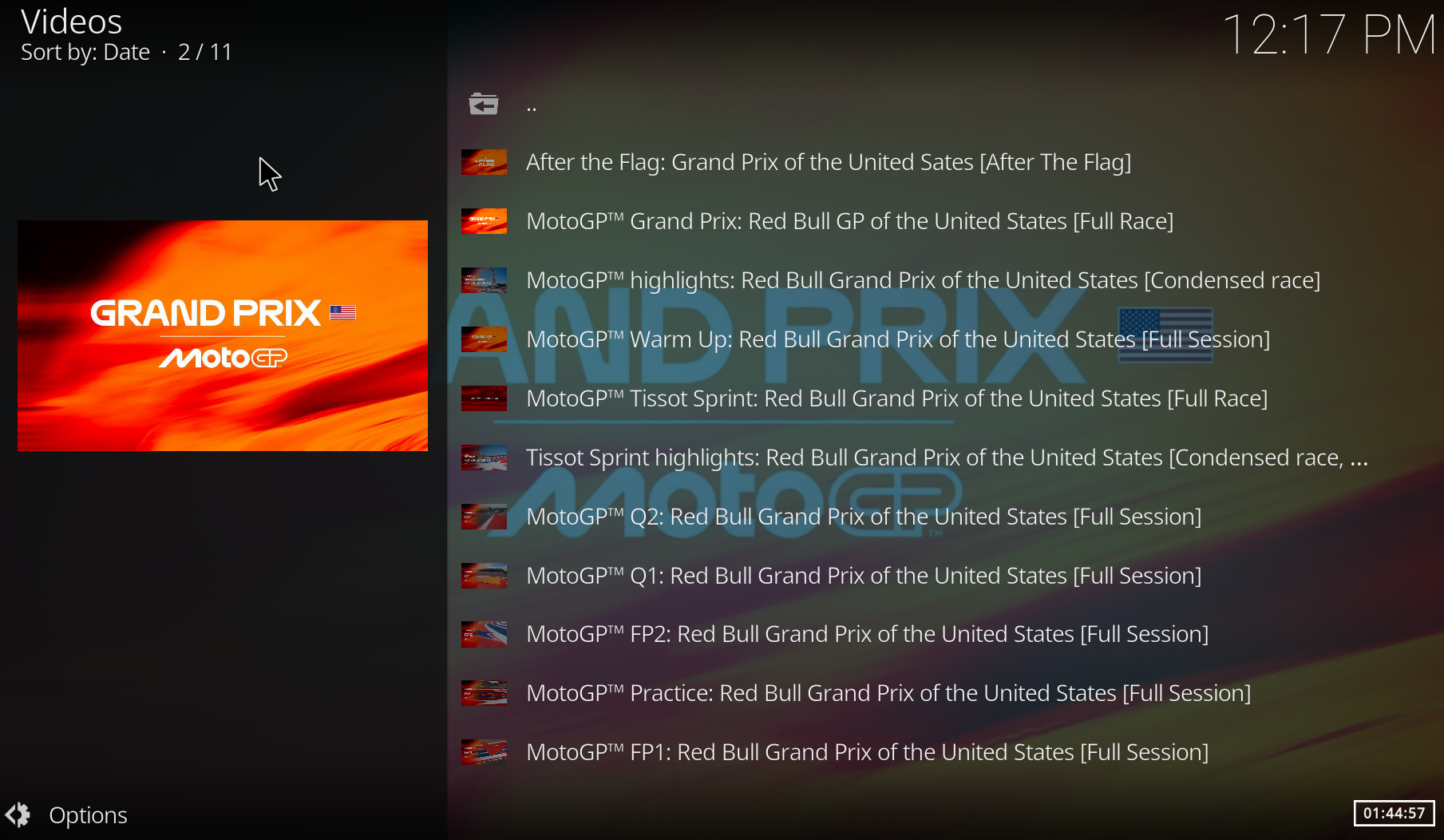 MotoGP VideoPass for Kodi events
