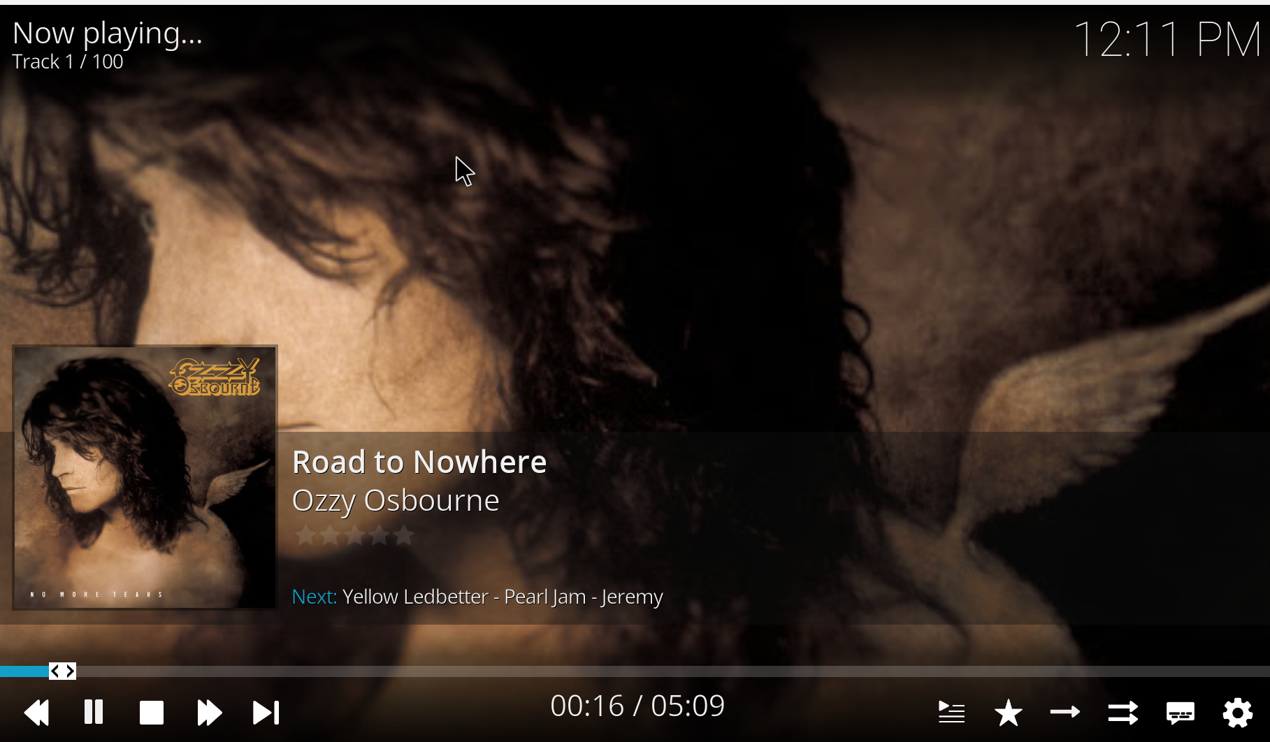 YouTube Music for Kodi now playing